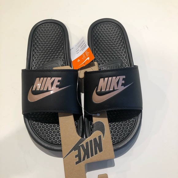 Nike silde Benassi rose gold JDI black noir new - Picture 4 of 6